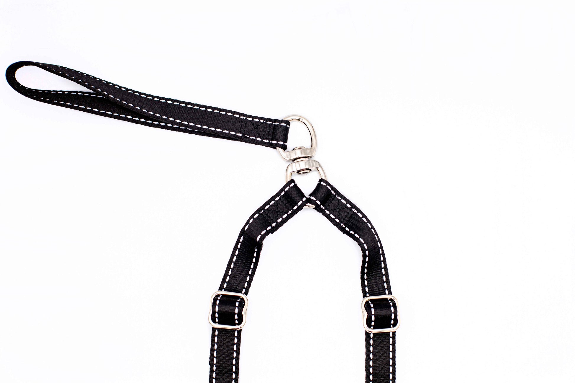 Outdoor Style Black Reflective Adjustable Double Leash