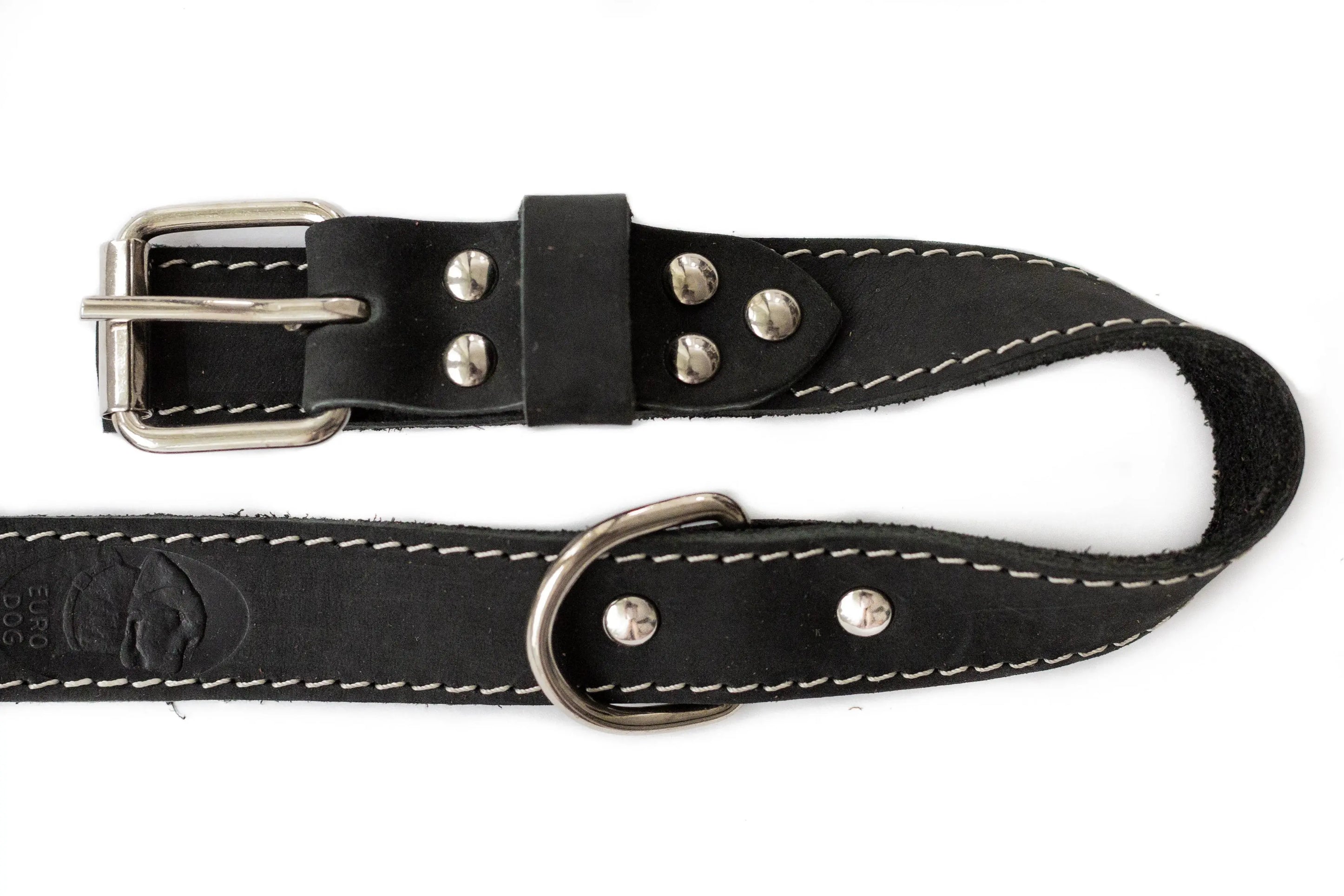Traditional Black Leather Dog Collar Euro-Dog Collars and Leads