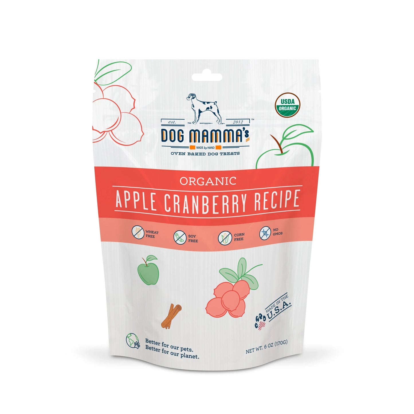 Dog Mamma's Organic Apple Cranberry Recipe - USDA Organic Certified Dog Treats Dog Mamma's Organic Dog Treats