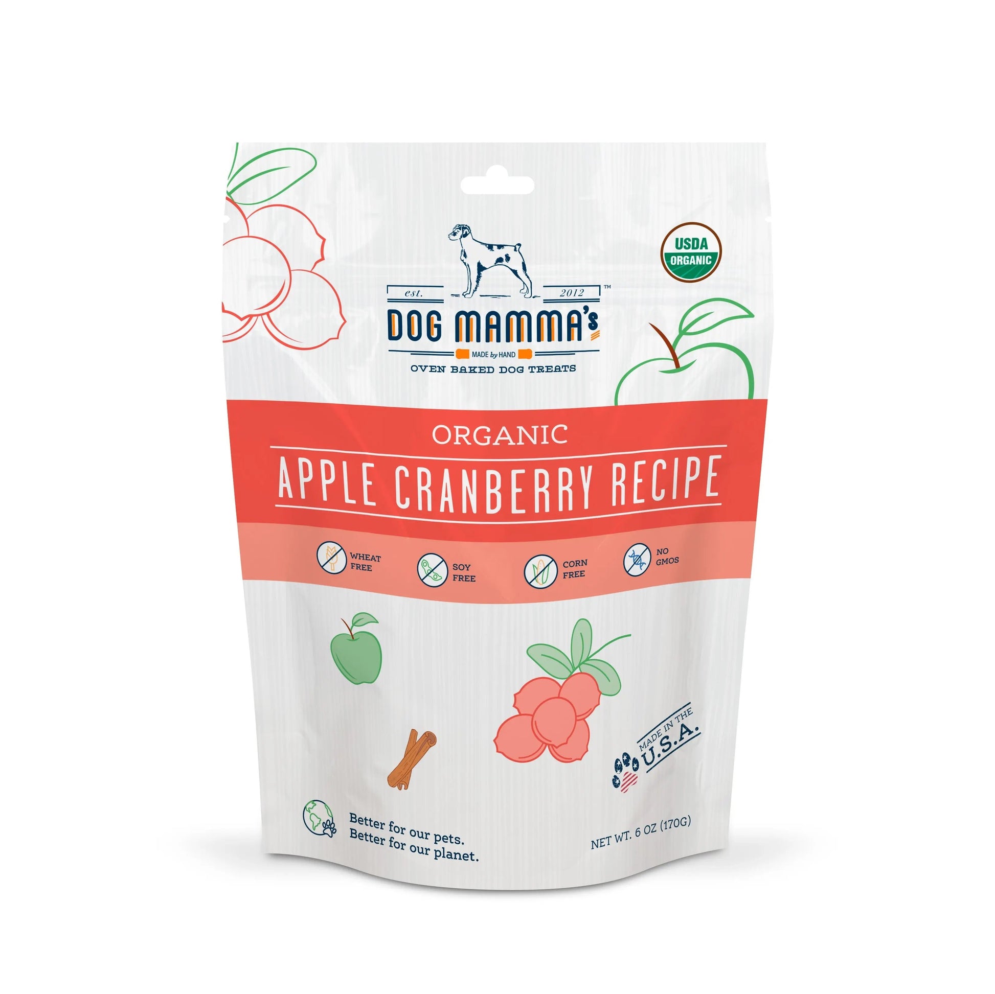 Dog Mamma's Organic Apple Cranberry Recipe - USDA Organic Certified Dog Treats Dog Mamma's Organic Dog Treats
