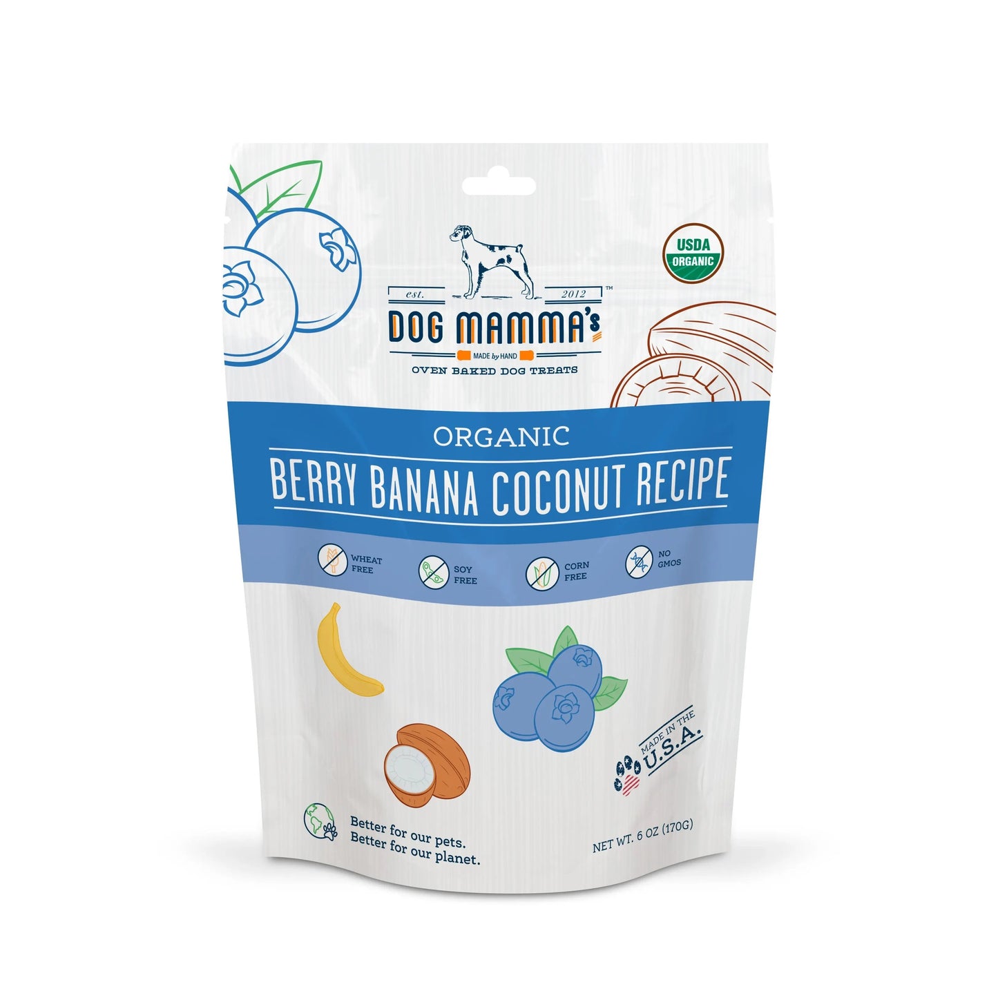 Dog Mamma's Organic Berry Banana Coconut Recipe - USDA Organic Certified Dog Treats Dog Mamma's Organic Dog Treats