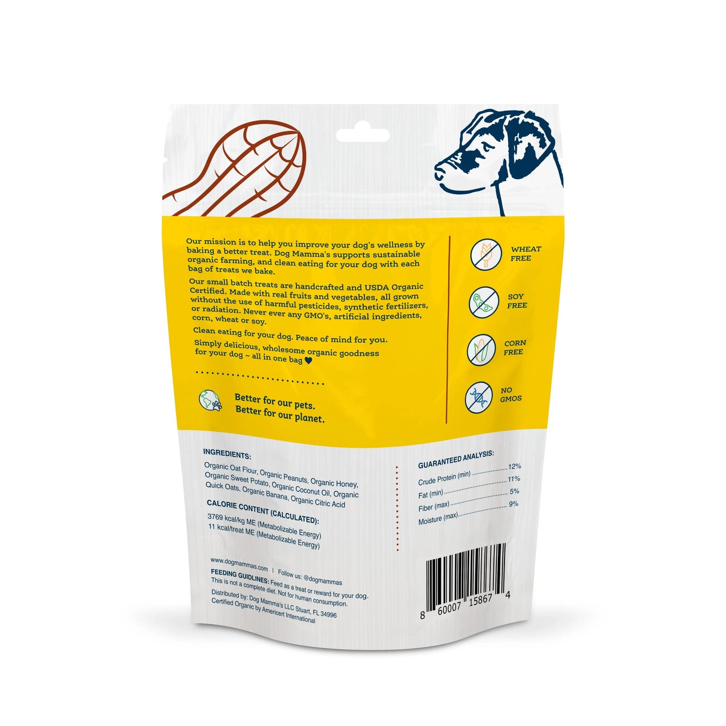 Dog Mamma's Organic Peanut Butter Banana Recipe - USDA Organic Certified Dog Treats Dog Mamma's Organic Dog Treats