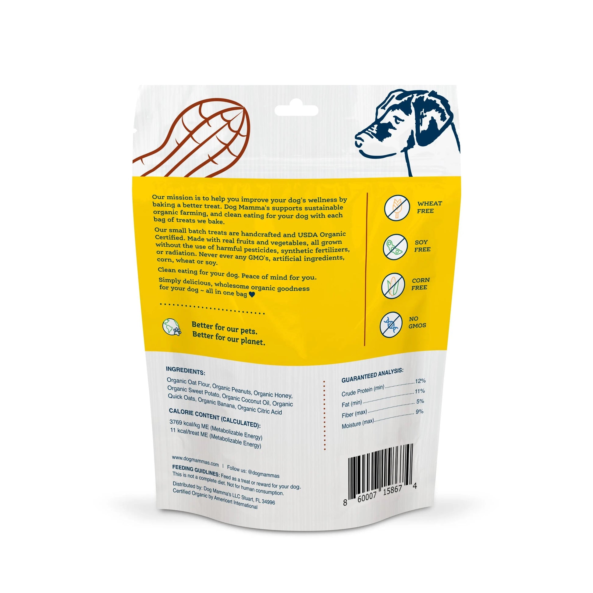 Dog Mamma's Organic Peanut Butter Banana Recipe - USDA Organic Certified Dog Treats Dog Mamma's Organic Dog Treats