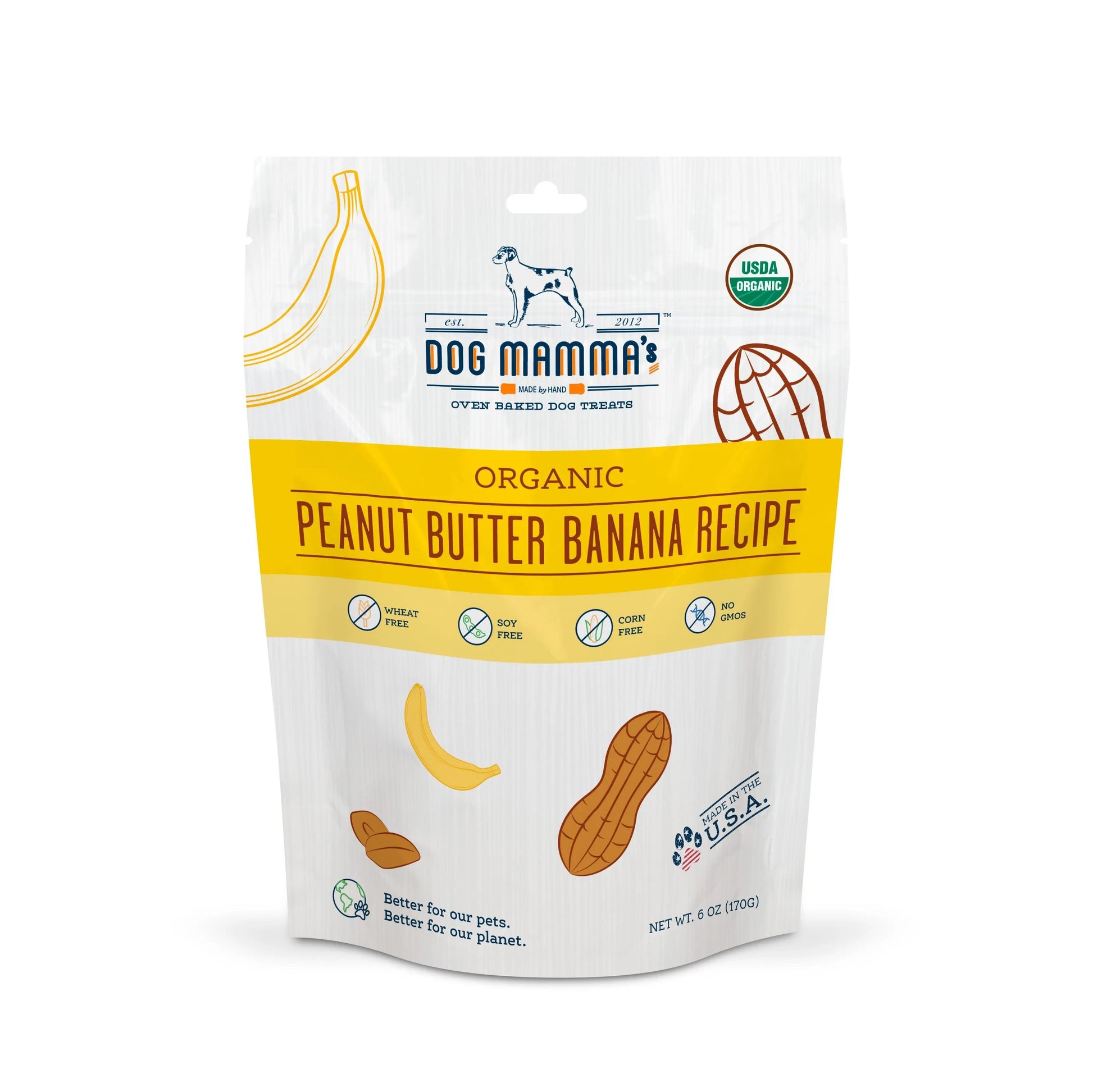 Dog Mamma's Organic Peanut Butter Banana Recipe - USDA Organic Certified Dog Treats Dog Mamma's Organic Dog Treats