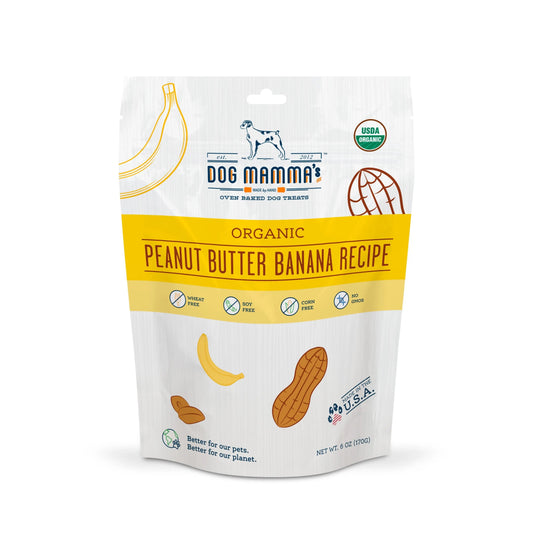 Dog Mamma's Organic Peanut Butter Banana Recipe - USDA Organic Certified Dog Treats Dog Mamma's Organic Dog Treats