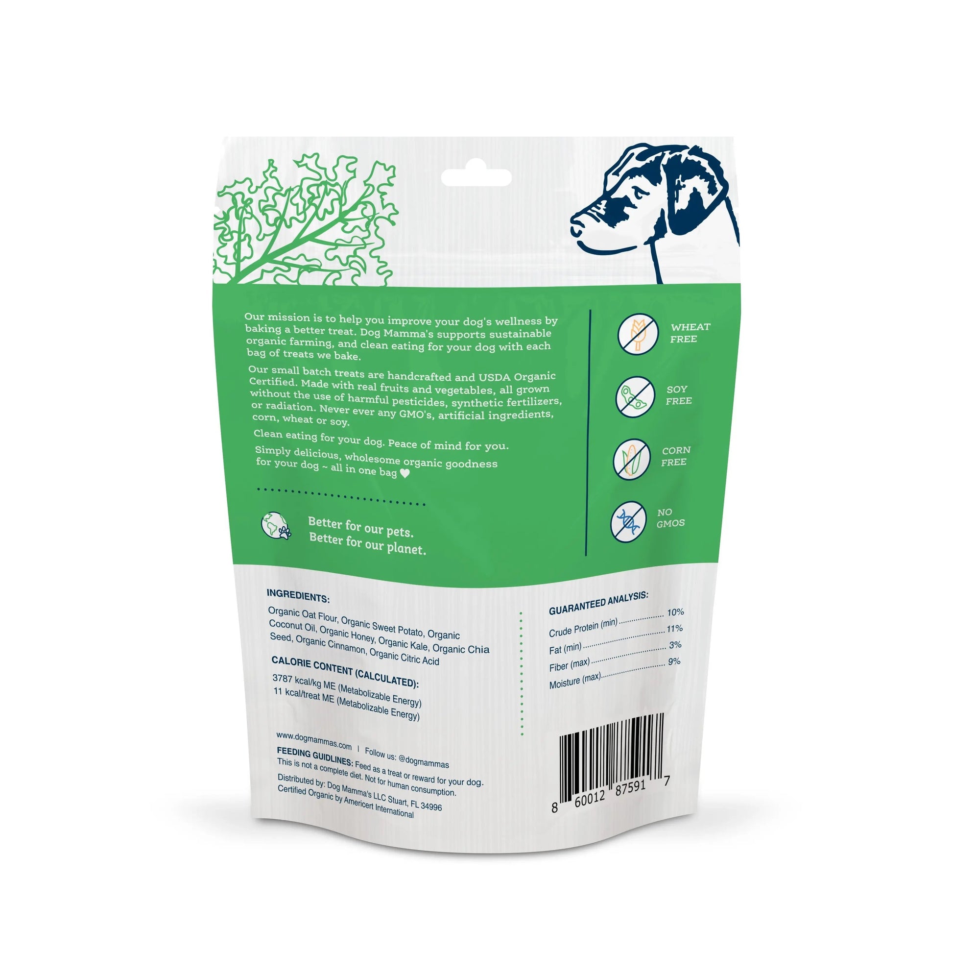 Dog Mamma's Organic Sweet Potato & Kale Recipe - USDA Organic Certified Dog Treats Dog Mamma's Organic Dog Treats