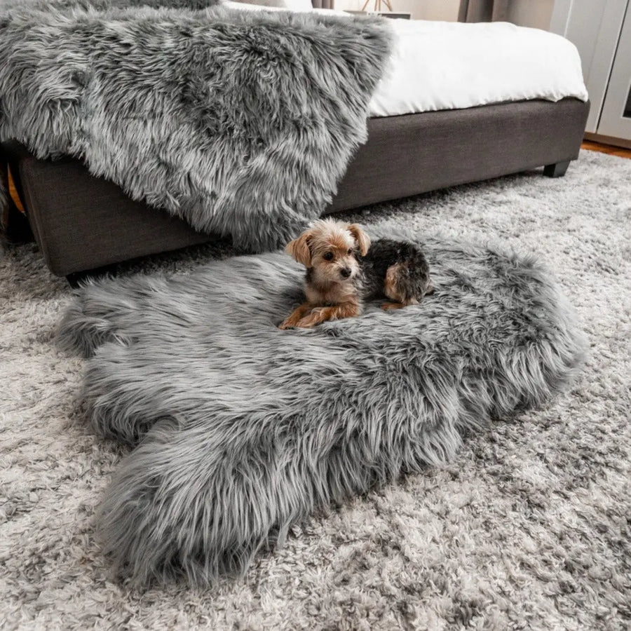 PupRug by Paw.com® Faux Fur Orthopedic Dog Bed - Curve Charcoal Grey