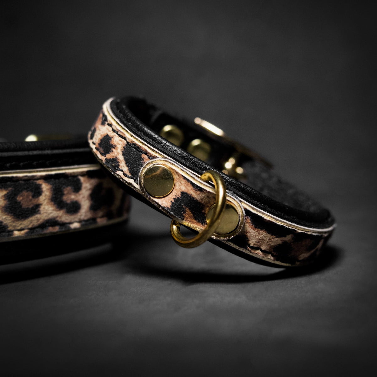 Bestia Leopard Leather Puppy Collar