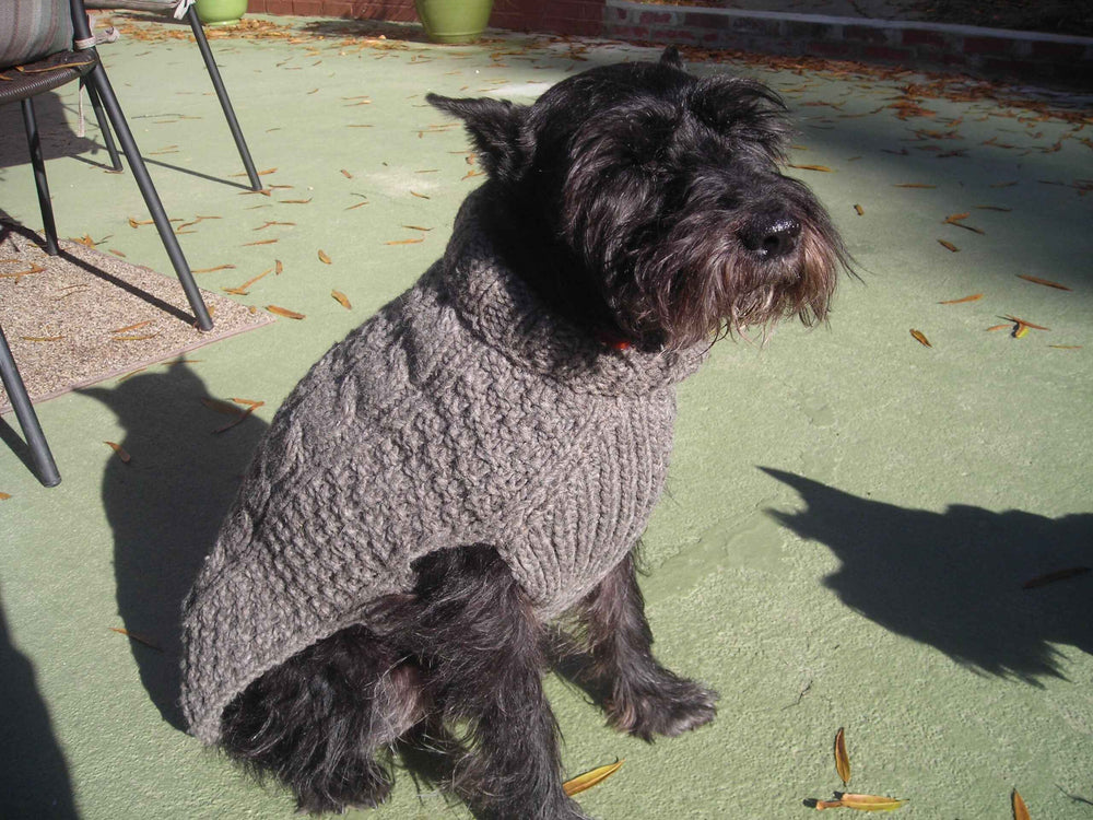 Gray Cable Knit Dog Sweater