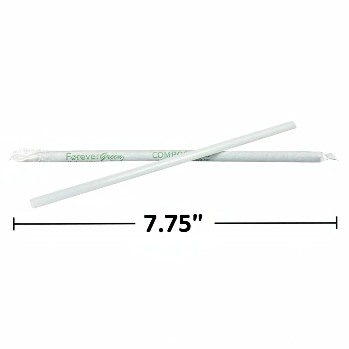 Wrapped 7.75'' x 0.24'' Compostable White Jumbo Drinking Straws - 2,500 Count beyondGREEN biotech™