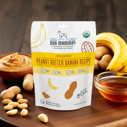 Dog Mamma's Organic Peanut Butter Banana Recipe - USDA Organic Certified Dog Treats Dog Mamma's Organic Dog Treats