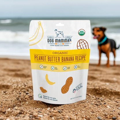 Dog Mamma's Organic Peanut Butter Banana Recipe - USDA Organic Certified Dog Treats Dog Mamma's Organic Dog Treats