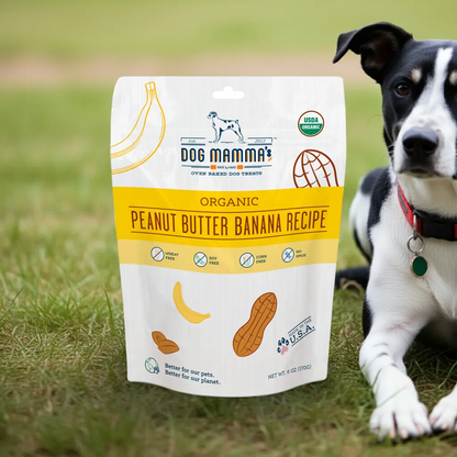 Dog Mamma's Organic Peanut Butter Banana Recipe - USDA Organic Certified Dog Treats Dog Mamma's Organic Dog Treats