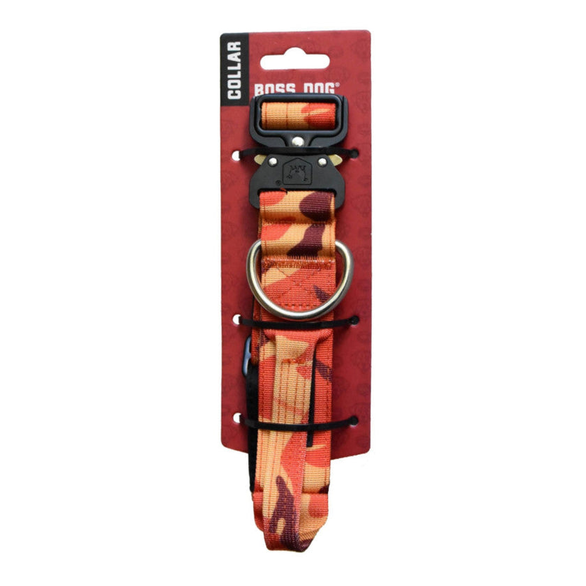 Boss Dog Tactical Adjustable Dog Collar Orange Camo, 1ea/MD, 1518 in