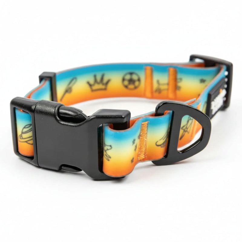 Doodles Print Waterproof Dog Collar - Orange Gradient