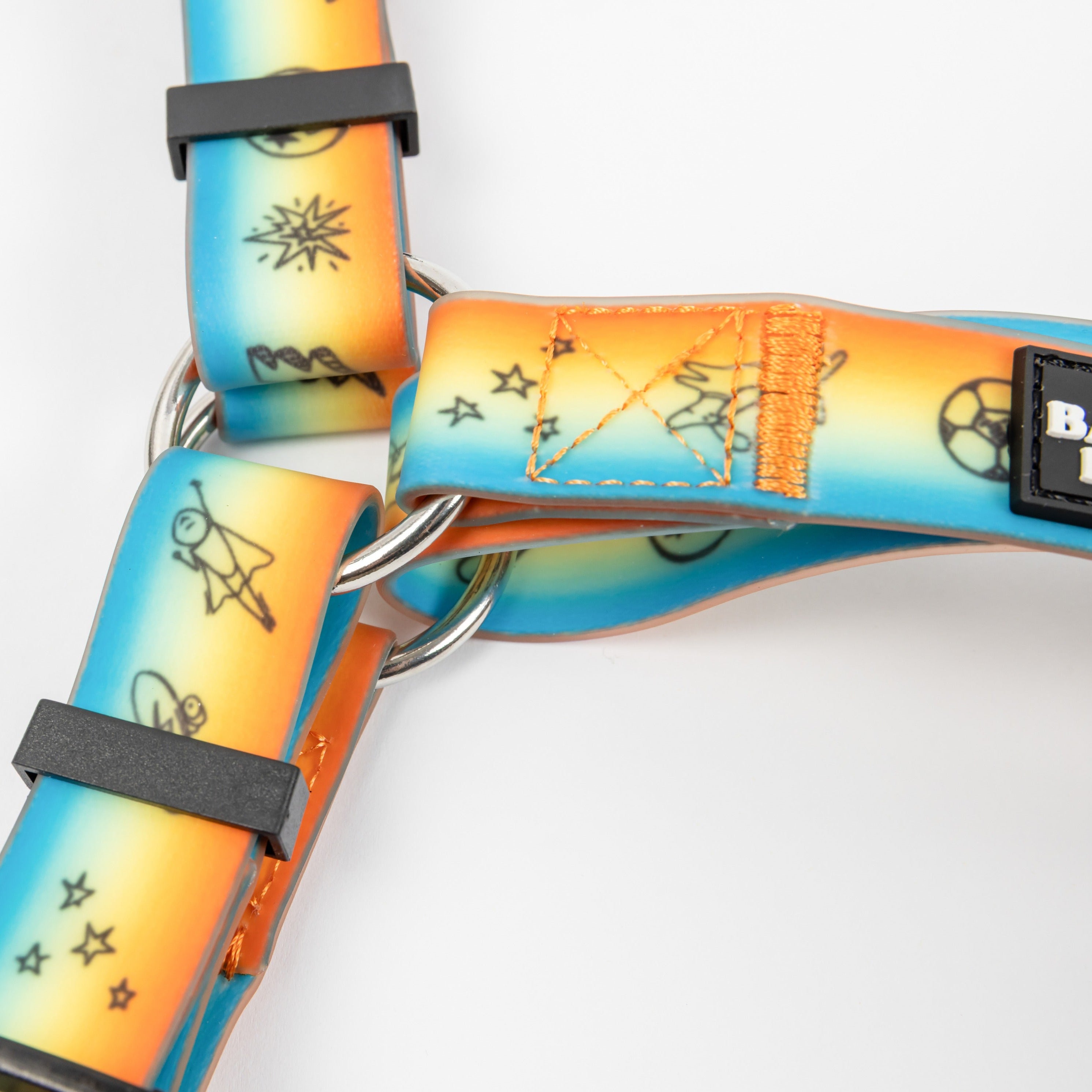 Doodles Print Waterproof Dog Harness - Orange Gradient