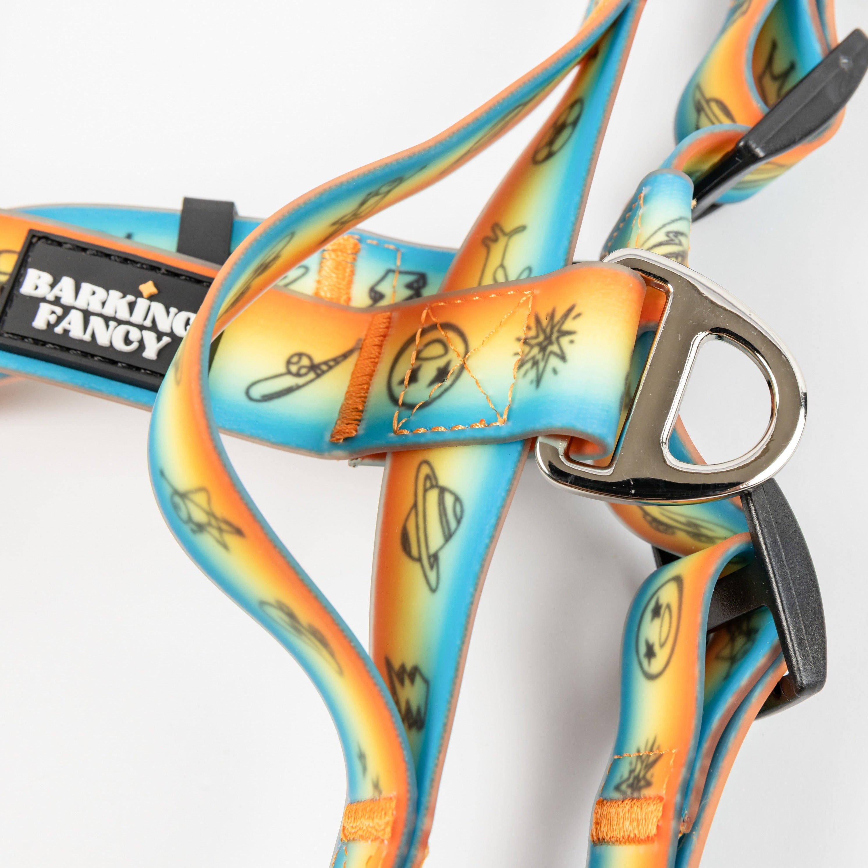 Doodles Print Waterproof Dog Harness - Orange Gradient