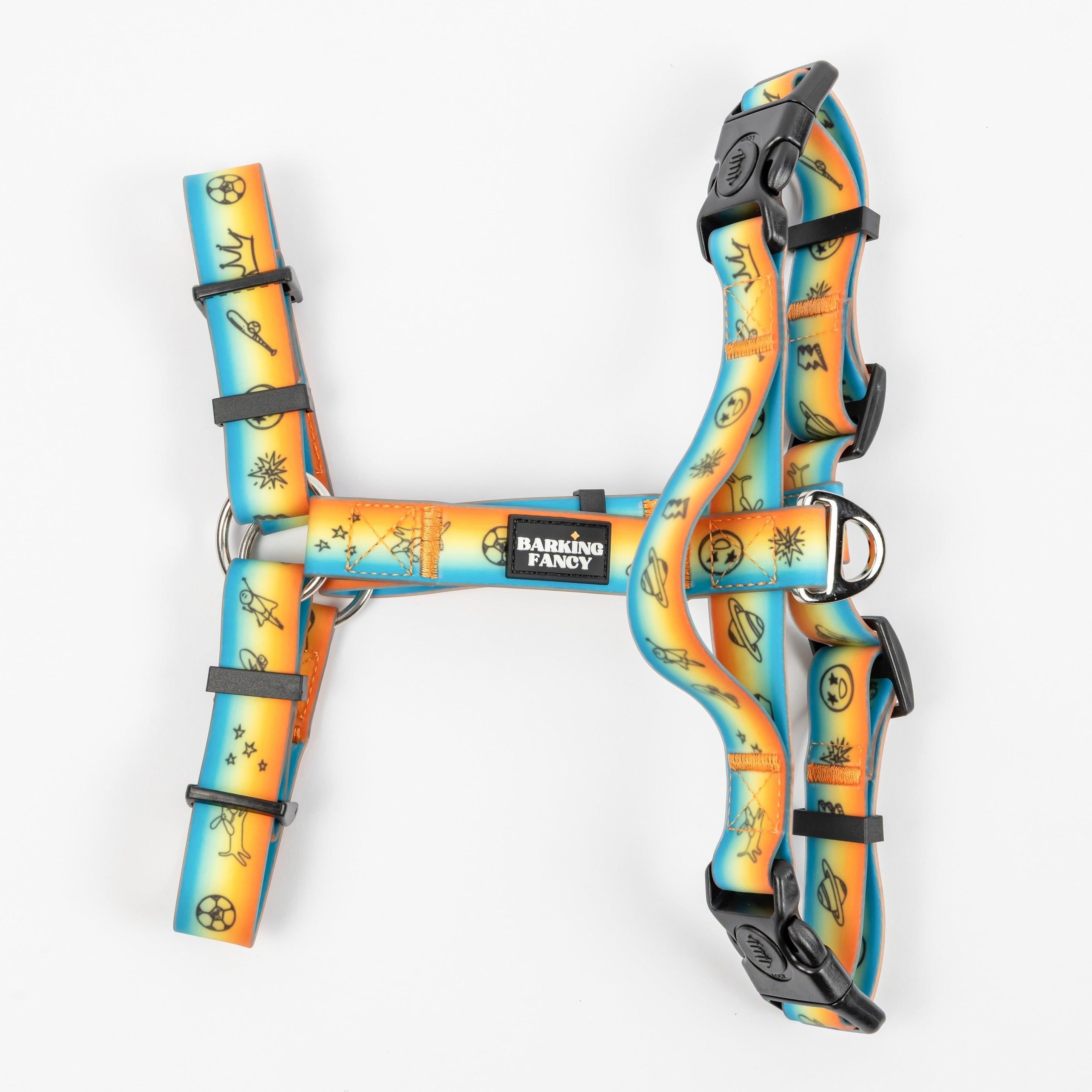 Doodles Print Waterproof Dog Harness - Orange Gradient