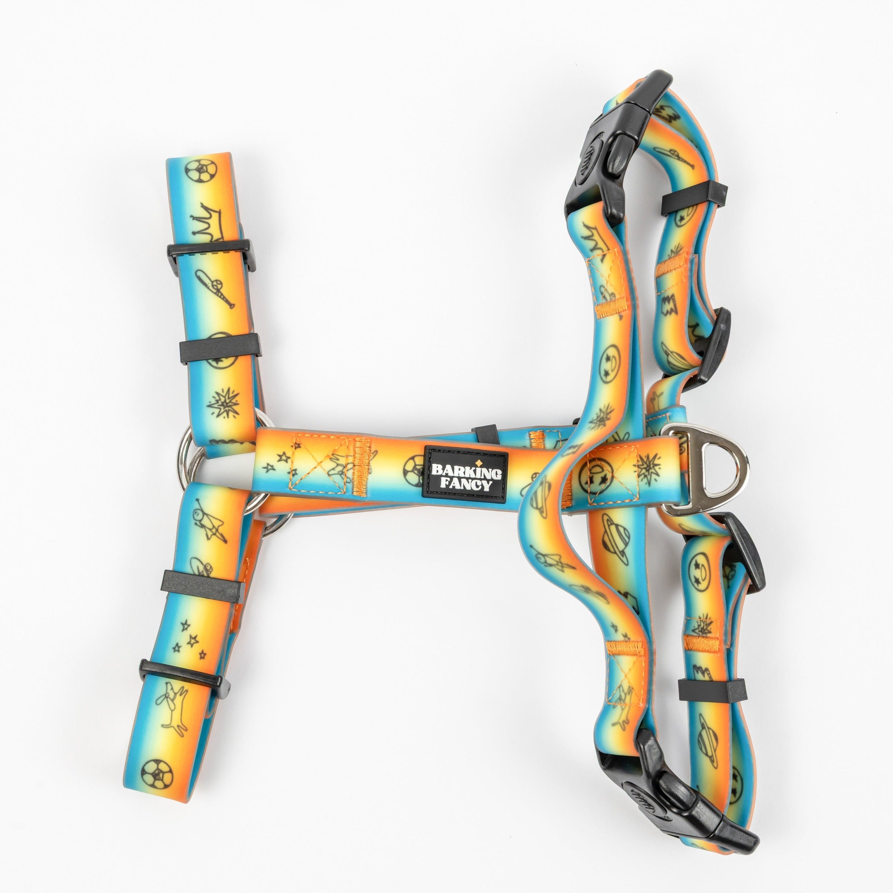 Doodles Print Waterproof Dog Harness - Orange Gradient
