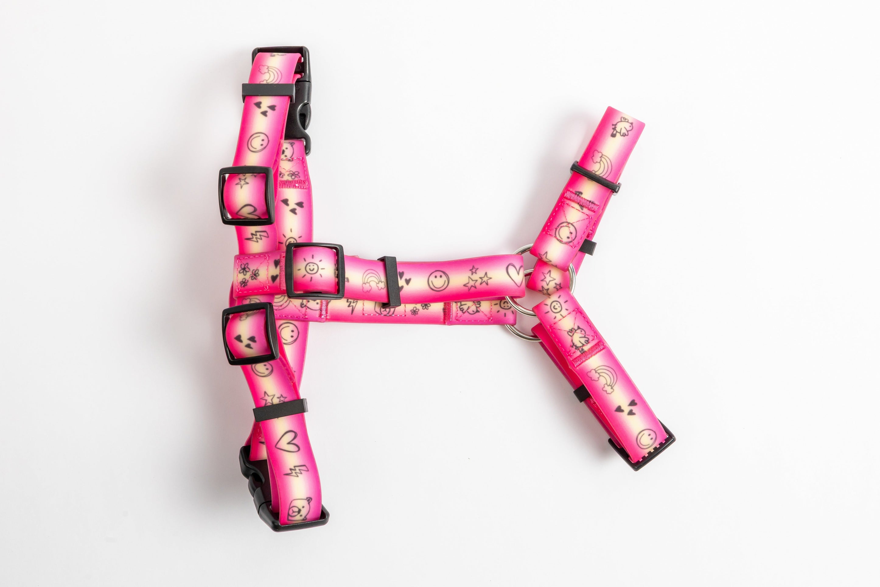 Doodles Print Waterproof Dog Harness - Pink Gradient