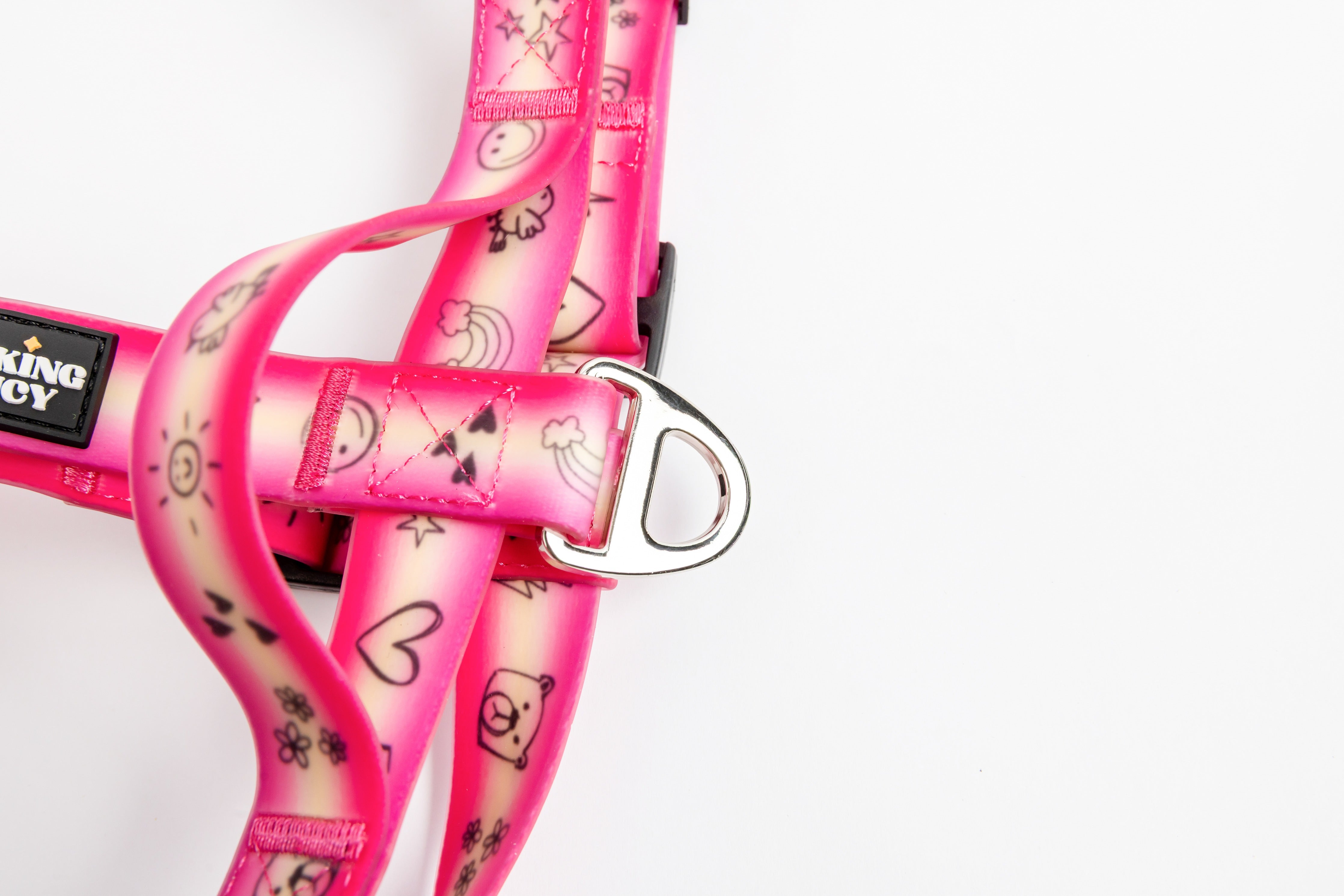 Doodles Print Waterproof Dog Harness - Pink Gradient