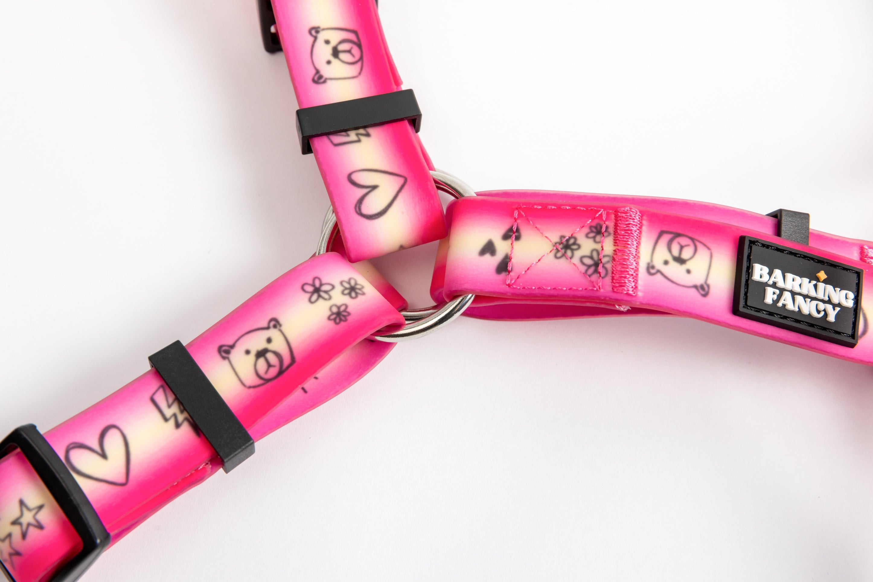 Doodles Print Waterproof Dog Harness - Pink Gradient