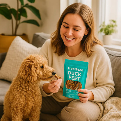Freezbone Whole Duck Feet Dental Treats for Dogs - Human Grade - Single Ingredient Freezbone