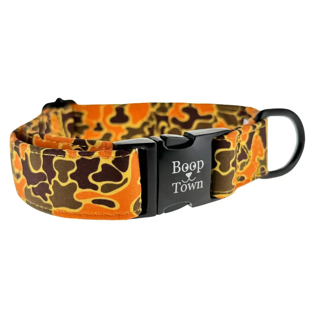 Boop Town Soft Cotton Dog Collar - Anti-Hair Matting & Durable Nylon Core - Quick Release Metal Buckle - Adjustable for Small Medium Large XL Dogs - Gold Tone Hardware Boop Town