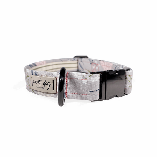 Elderberry Silver Fall Mod Floral Buckle & Martingale Dog Collar Nauti-dog Handmade
