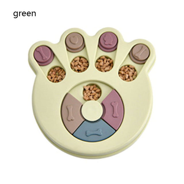 Pet Food Dispenser Dog Bowl Multifunction Educational Dog Toys Anti Choke Footprint Design Dog Puzzle Platter Training