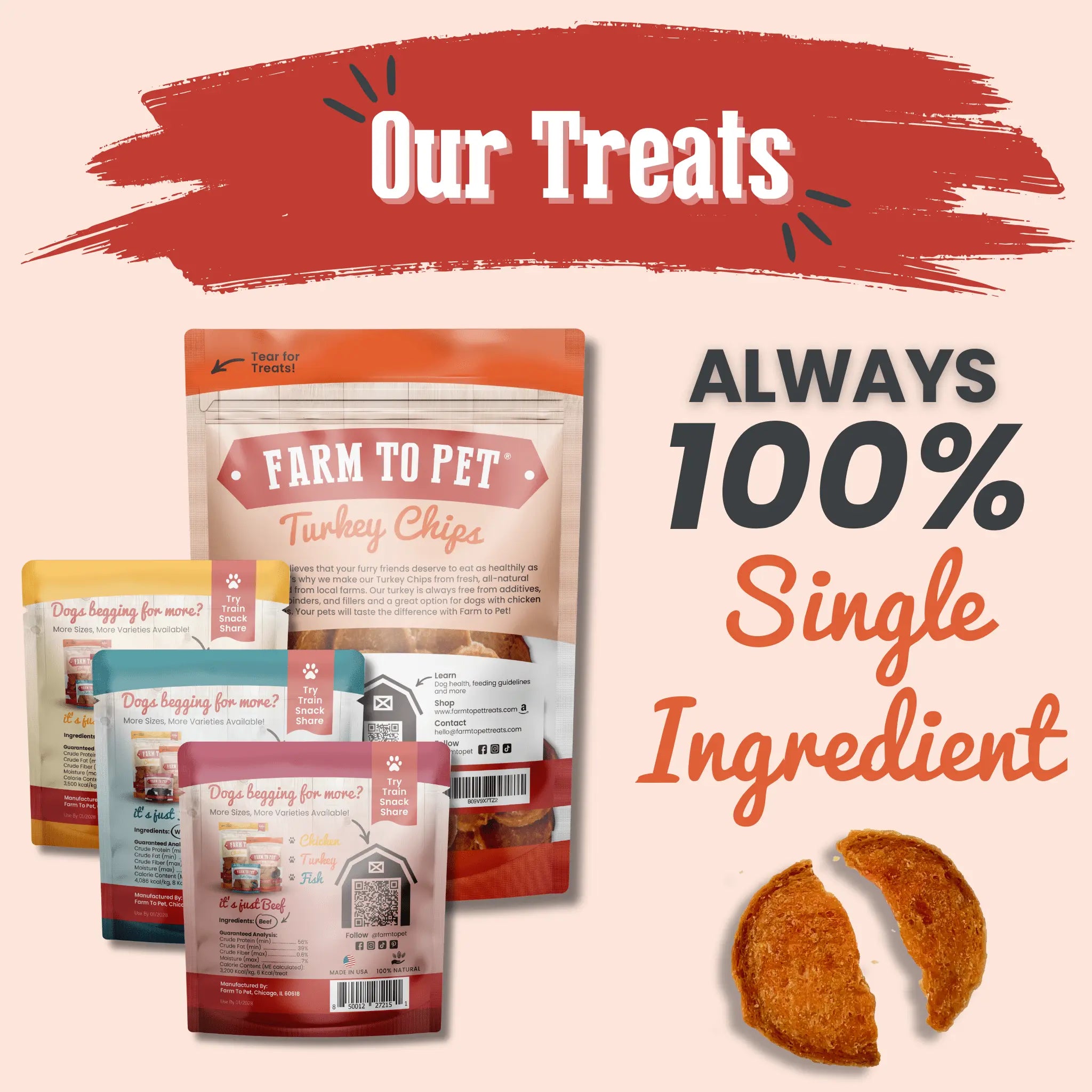 Puppy Packs 'n Snacks Dog Treat Starter Pack | Single-Ingredient Training Treats Farm To Pet