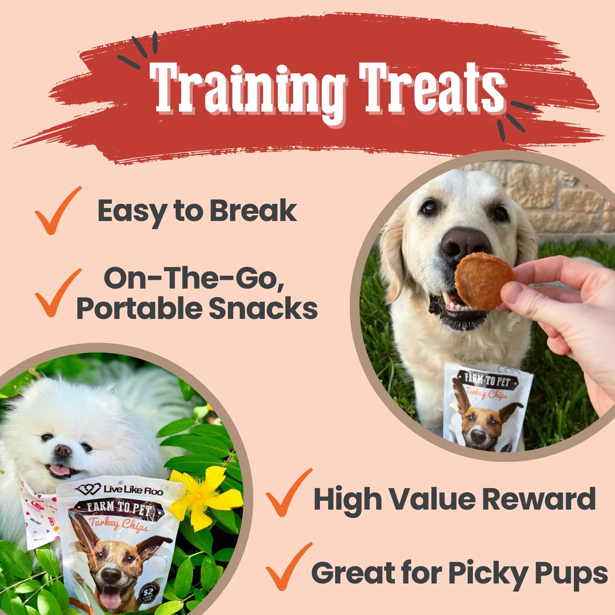 Live Like Roo Turkey Chips for Dogs | Dog Treats That Give Back Farm To Pet