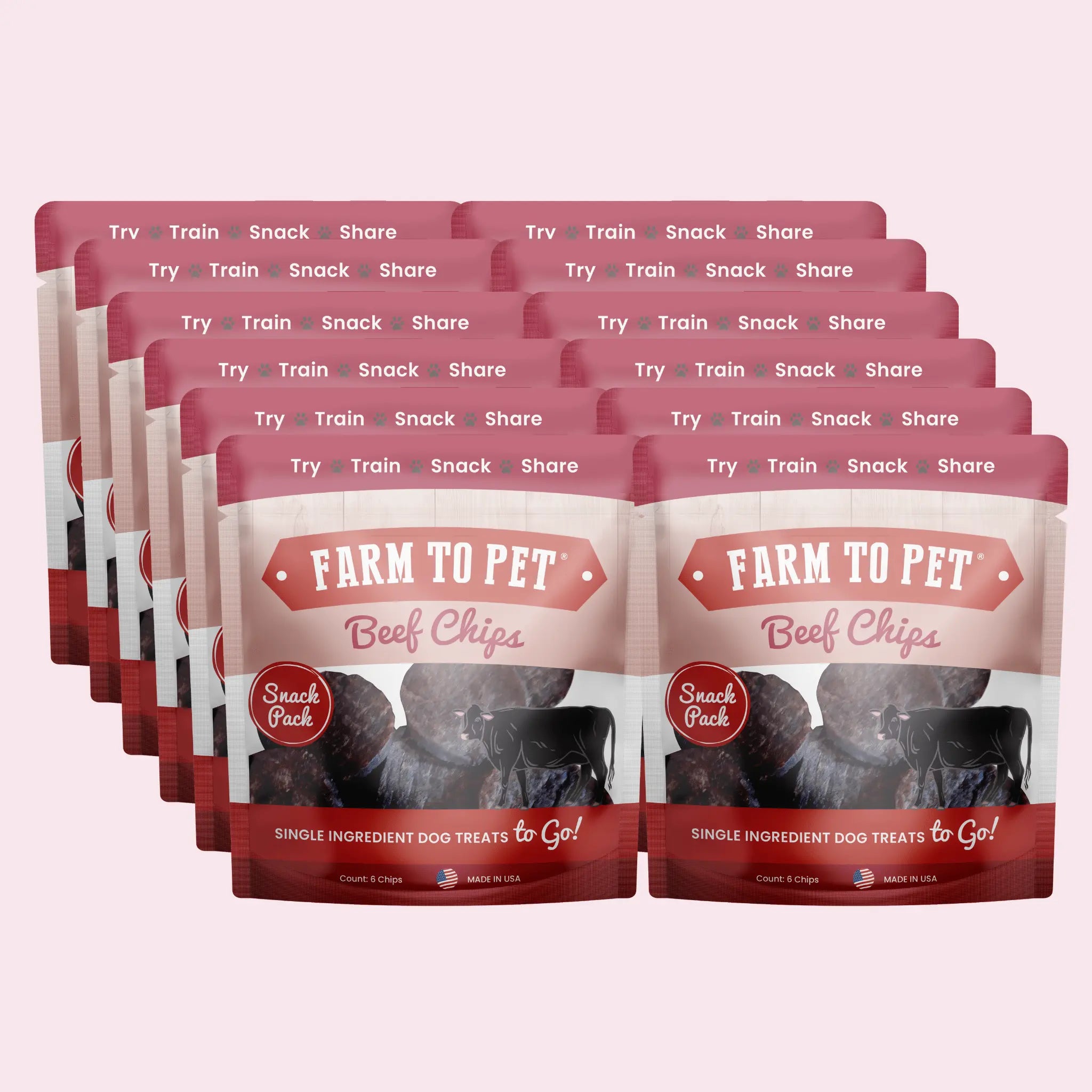 Beef Chips Snack Pack Bundles | Dog Treats for Training & Travel Farm To Pet