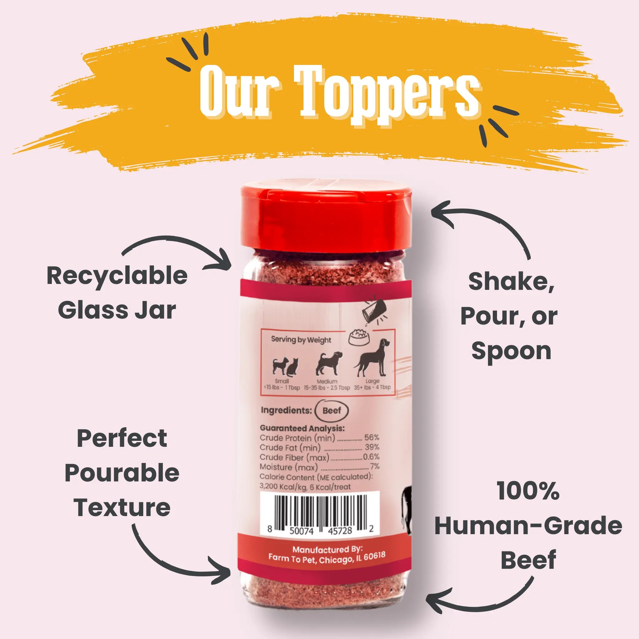 Treat Topper Beef Dog Food Topper | Powdered Meal Topper for Pets Farm To Pet