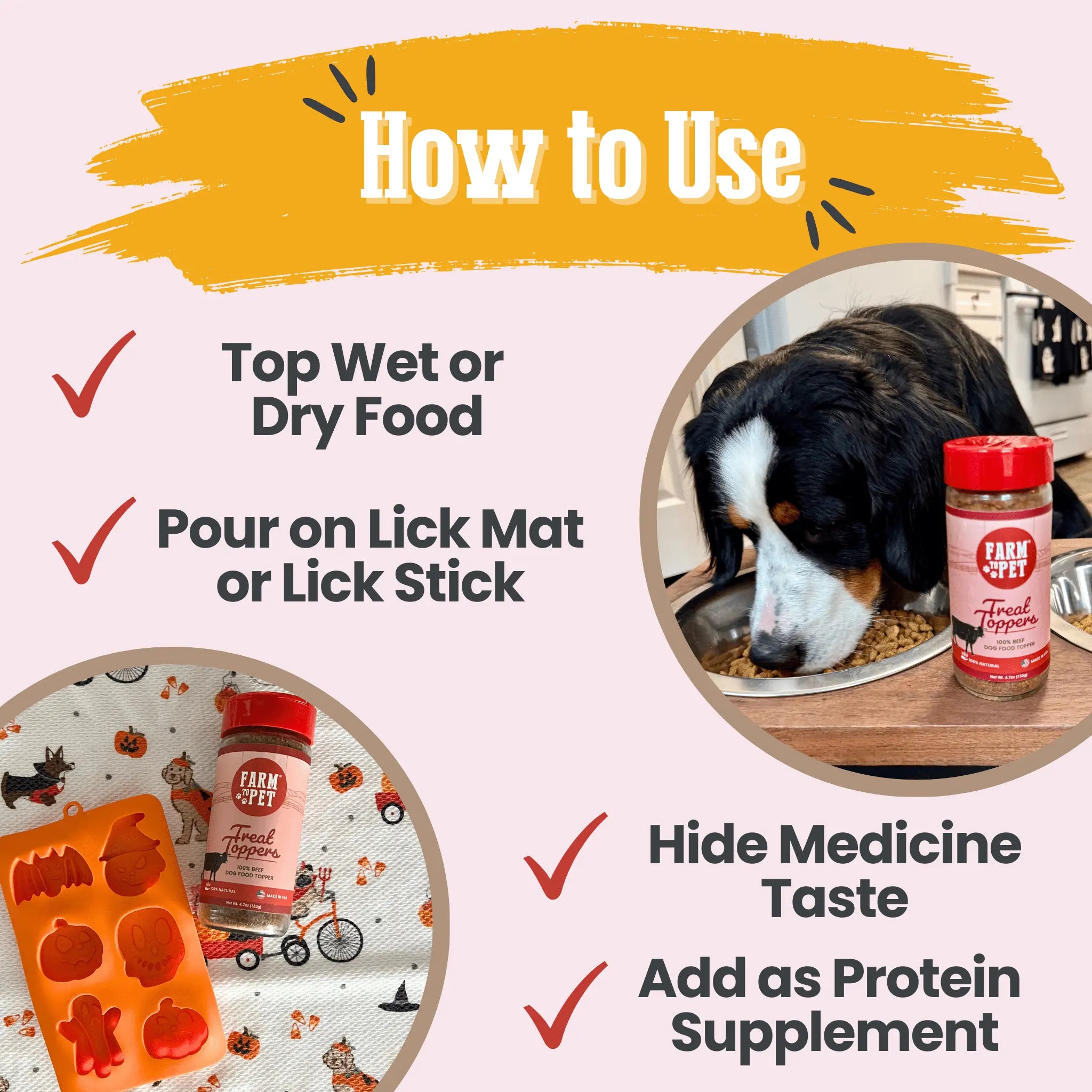 Treat Topper Beef Dog Food Topper | Powdered Meal Topper for Pets Farm To Pet