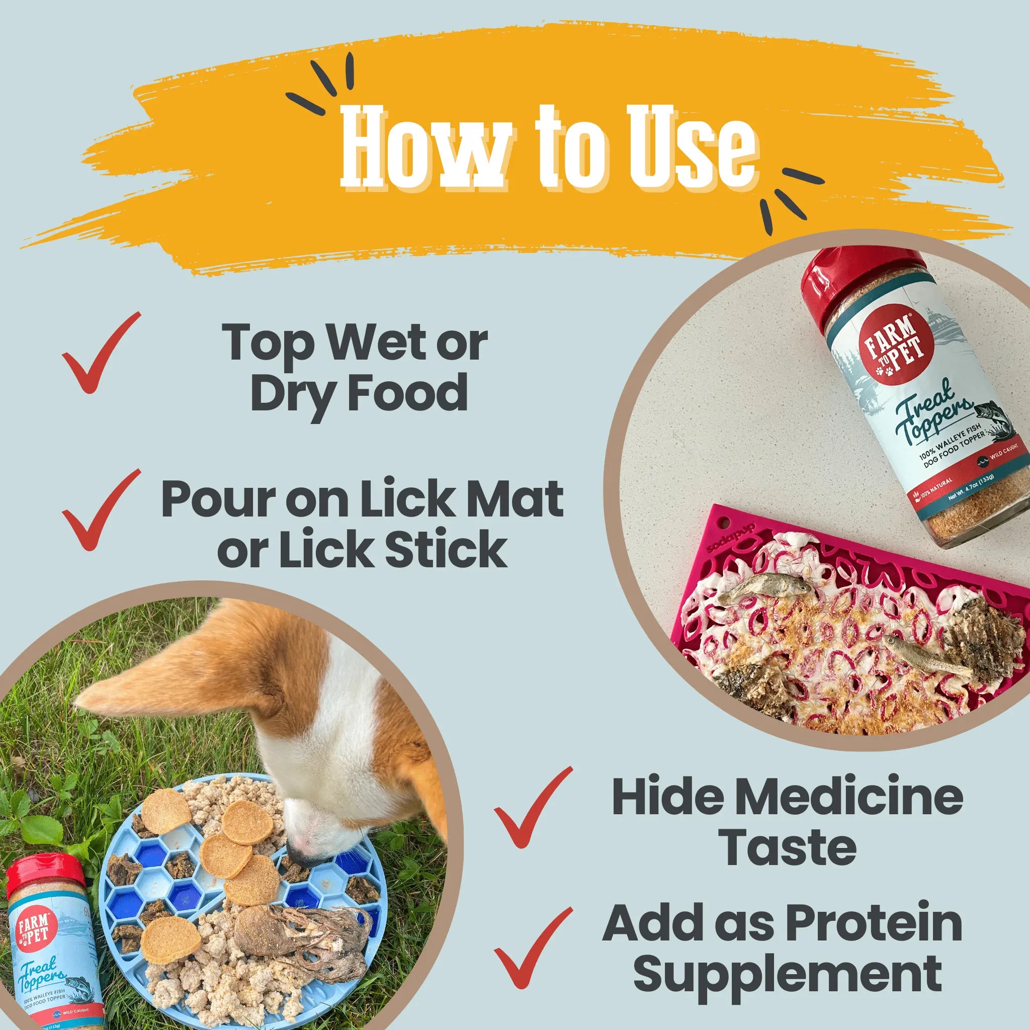 Treat Topper Fish Dog Food Topper | Low-Fat Meal Topper for Pets Farm To Pet