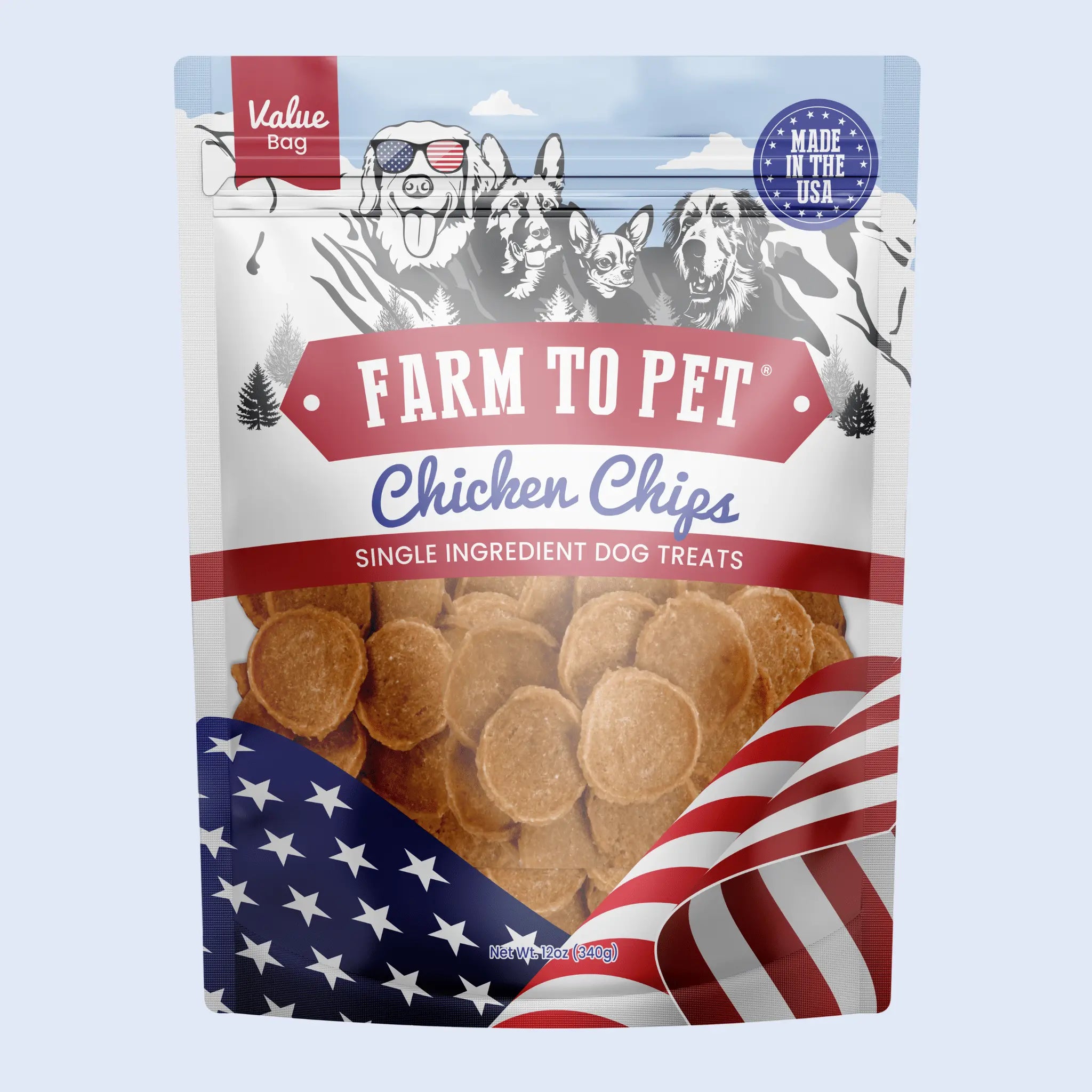 Americana Chicken Chips for Dogs | Celebrate with USA-made Dog Treats Farm To Pet