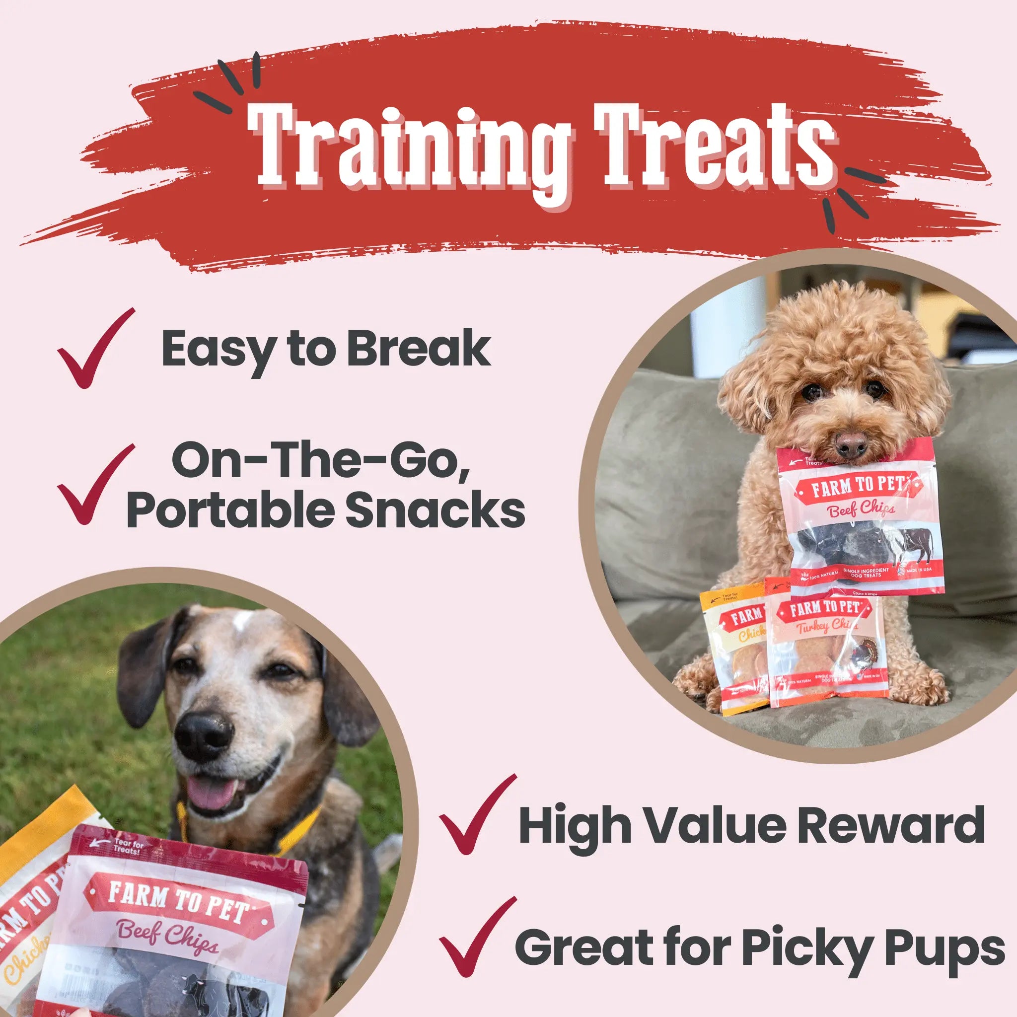 Puppy Packs 'n Snacks Dog Treat Starter Pack | Single-Ingredient Training Treats Farm To Pet