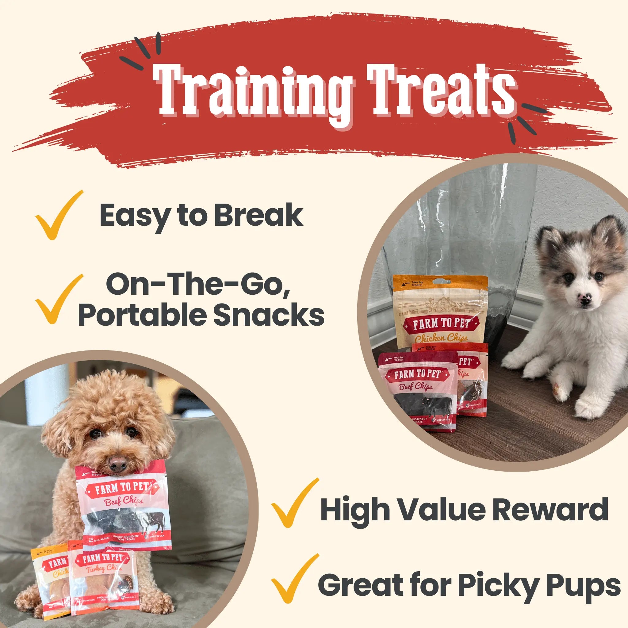 Puppy Packs 'n Snacks Dog Treat Starter Pack | Single-Ingredient Training Treats Farm To Pet