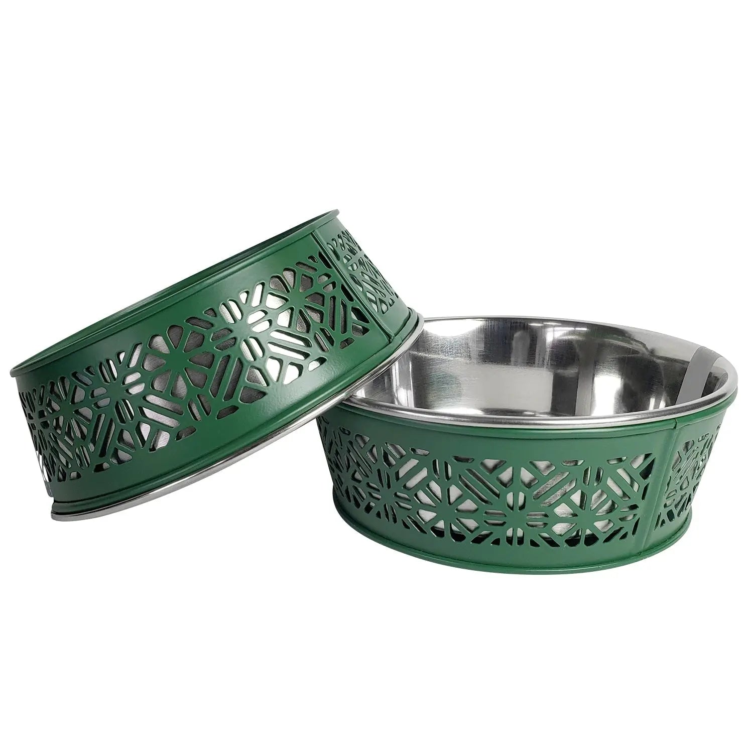 Country Living Set of 2 Stainless Steel Dog Bowls – Farmhouse Style, Ideal for Small to Medium Dogs American Pet Supplies