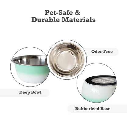 Deep Dog Bowl – Stainless Steel Bowl, Ideal for Small, Medium & Large Dogs – Mint Green American Pet Supplies