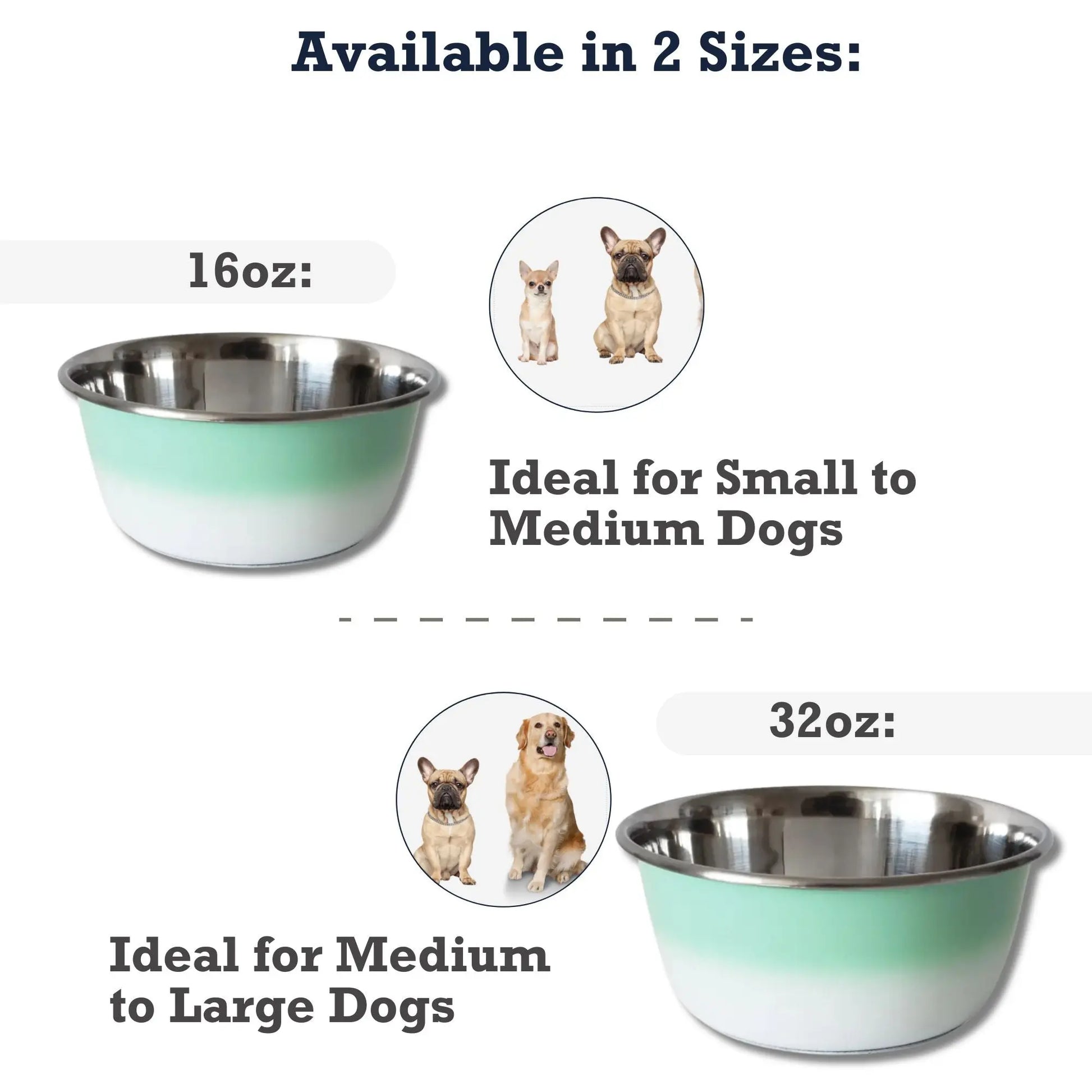 Deep Dog Bowl – Stainless Steel Bowl, Ideal for Small, Medium & Large Dogs – Mint Green American Pet Supplies