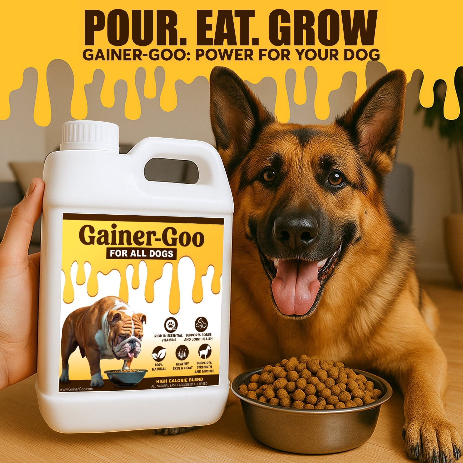 1 gallon Gainer-GOO (for All Breeds) High Calorie Fat Liquid Weight Gainer (128oz) Horizon Animal Care