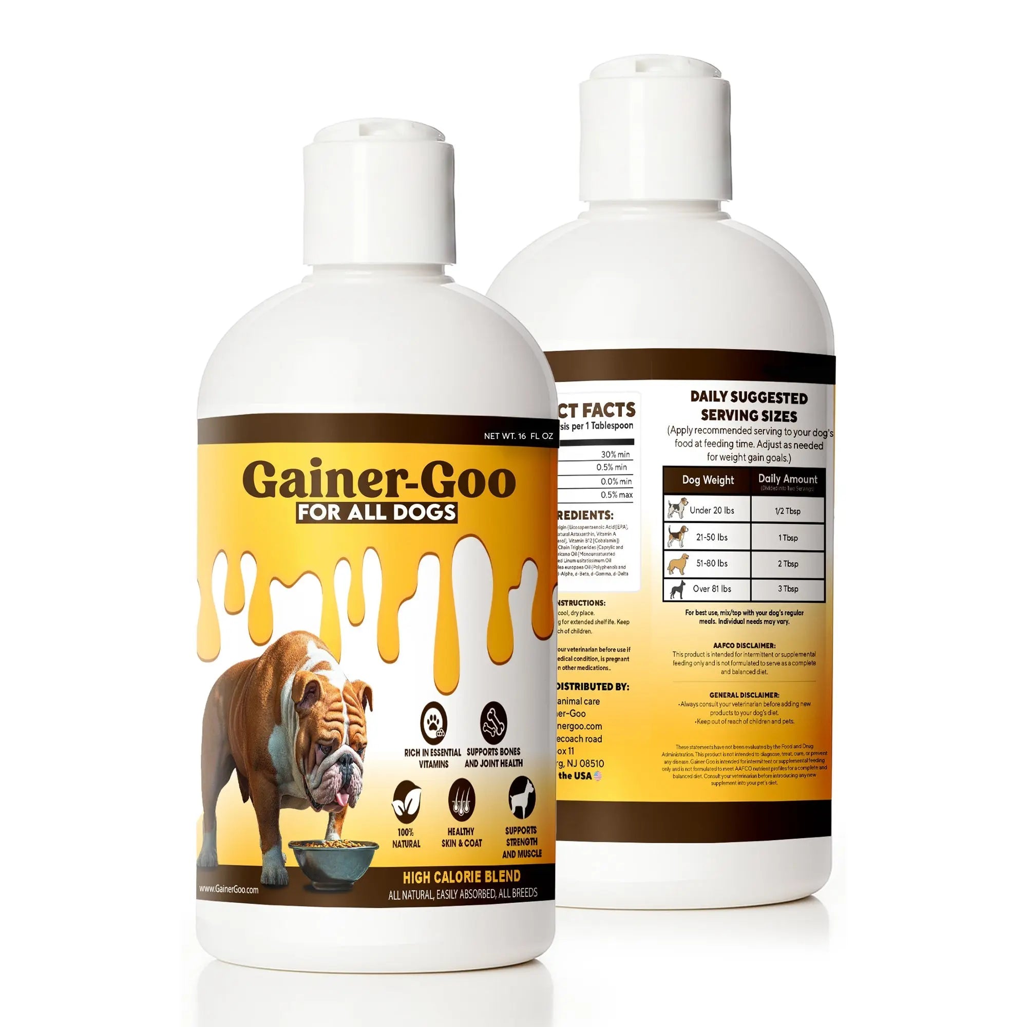 (16oz)  Gainer-GOO (for All Breeds) High Calorie Fat Liquid Weight Gainer Horizon Animal Care