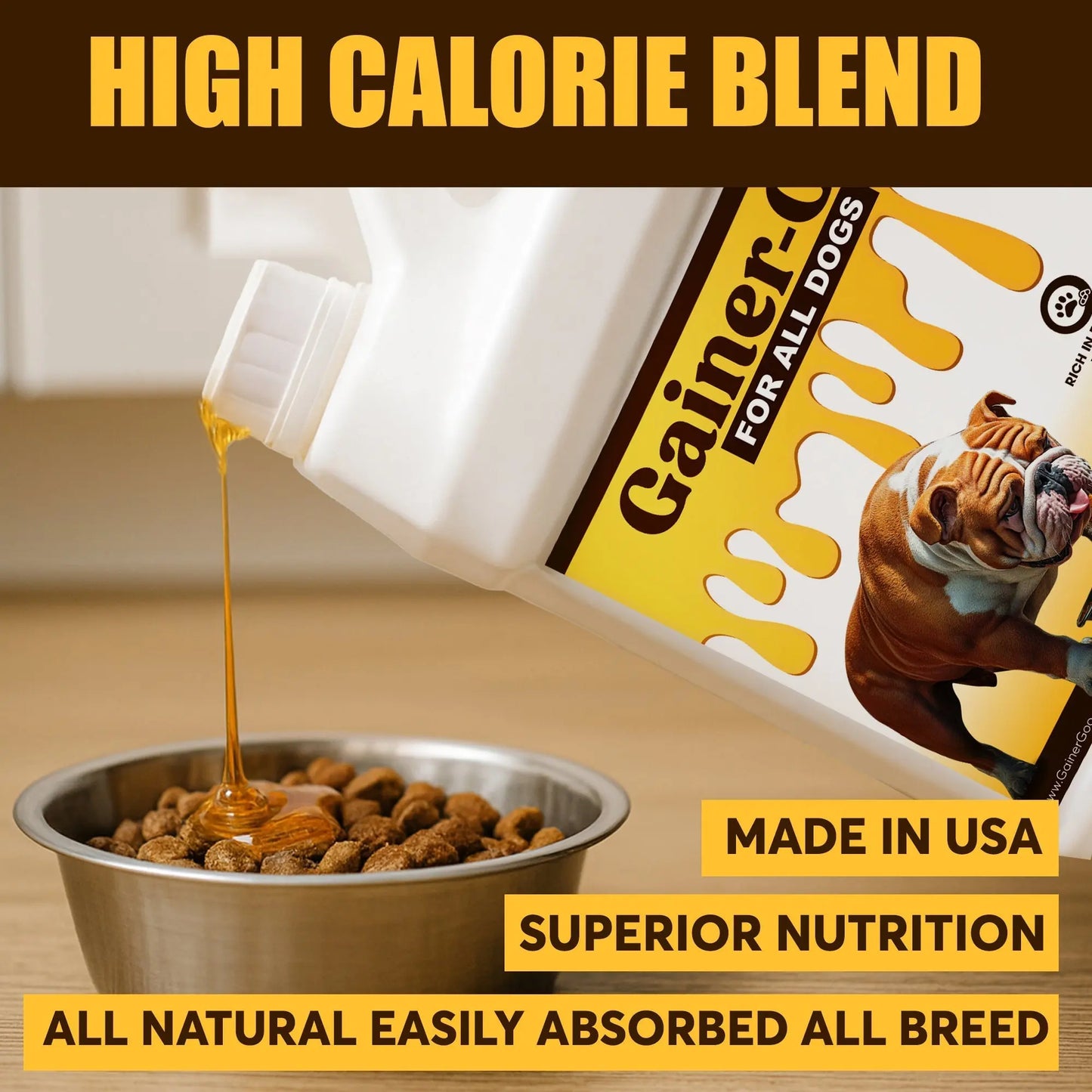 1 gallon Gainer-GOO (for All Breeds) High Calorie Fat Liquid Weight Gainer (128oz) Horizon Animal Care