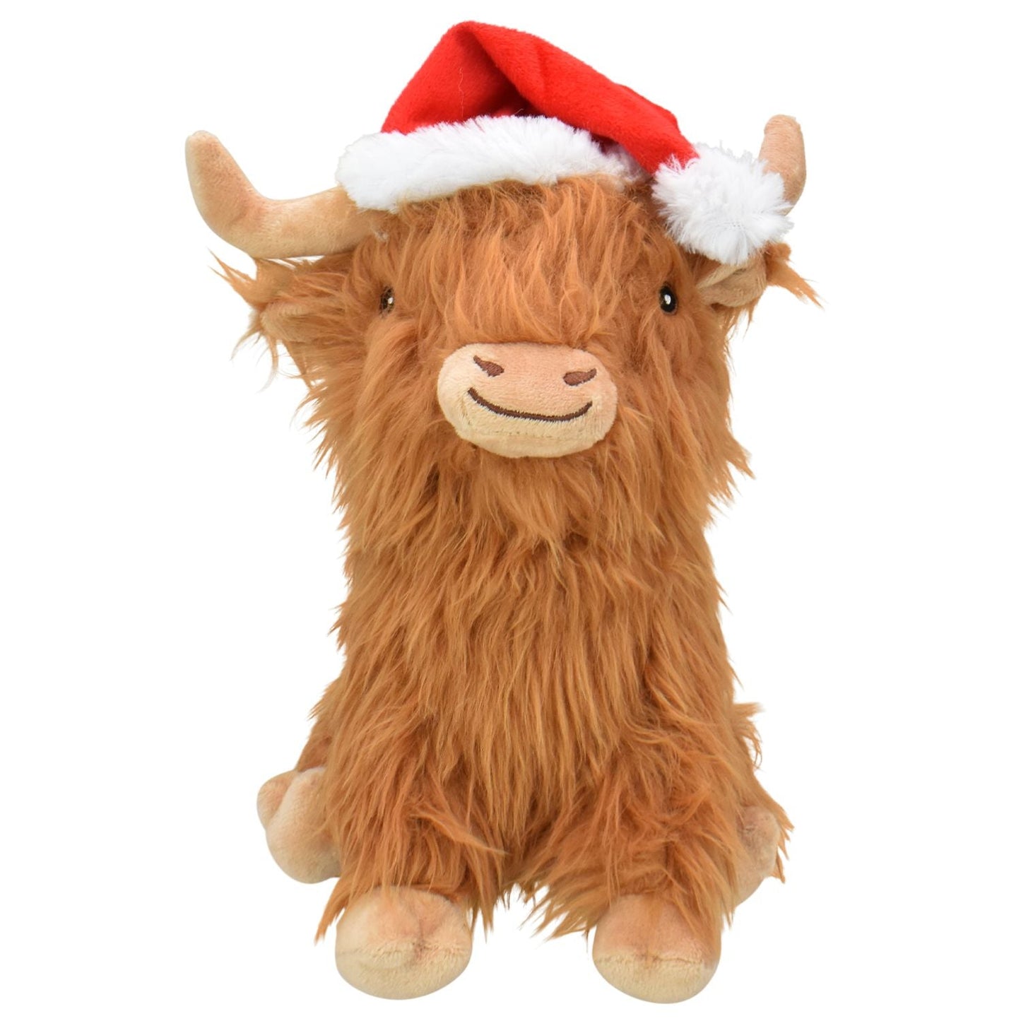 Multipet Holiday Highland Cow with Santa Hat 8"