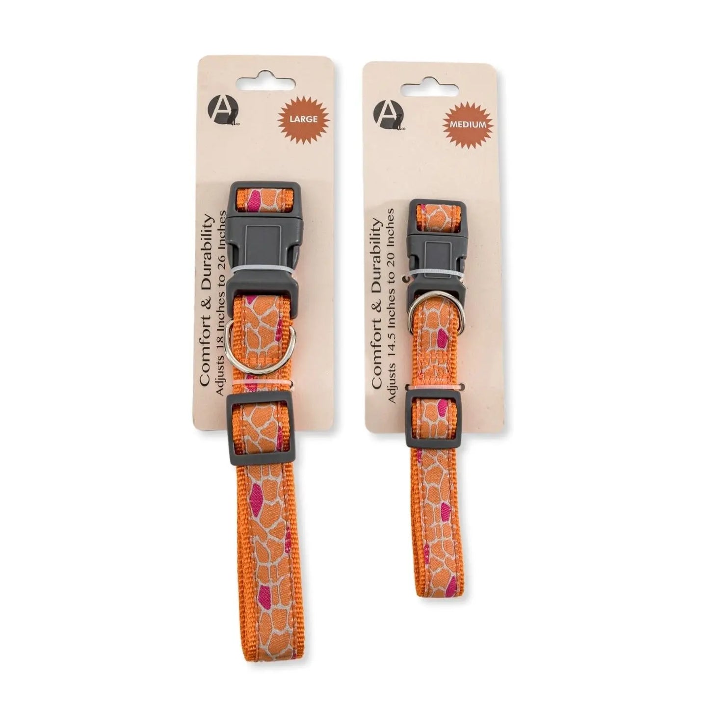 Nylon Dog Collar with Embroidered Giraffe Design/Animal Print, Secure & Adjustable Fit American Pet Supplies