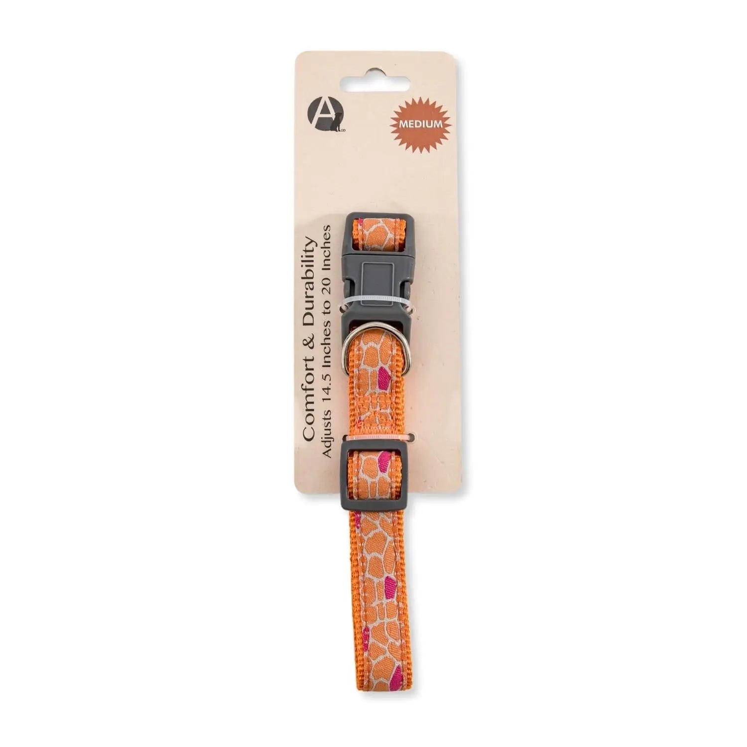Nylon Dog Collar with Embroidered Giraffe Design/Animal Print, Secure & Adjustable Fit American Pet Supplies