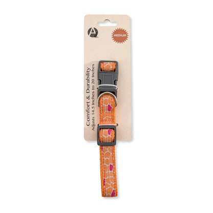 Nylon Dog Collar with Embroidered Giraffe Design/Animal Print, Secure & Adjustable Fit American Pet Supplies