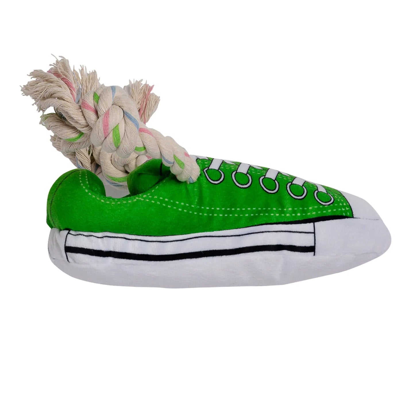 Squeaky Comfort Plush Sneaker Dog Toy – with Treat Compartment, Safe & Durable – Green American Pet Supplies
